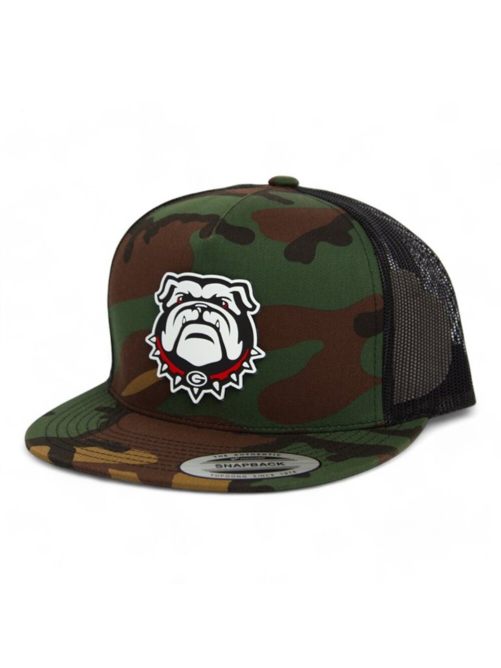 Georgia Bulldogs UGA 3D YP Snapback Flat Bill Trucker Hat- Army Camo/ Black